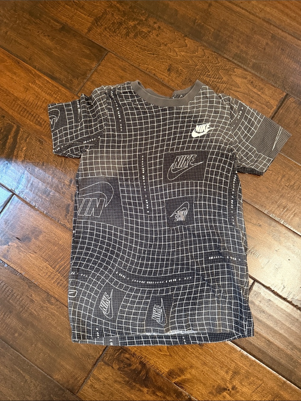 Nike Black & White Grid Logo Short Sleeve Tee